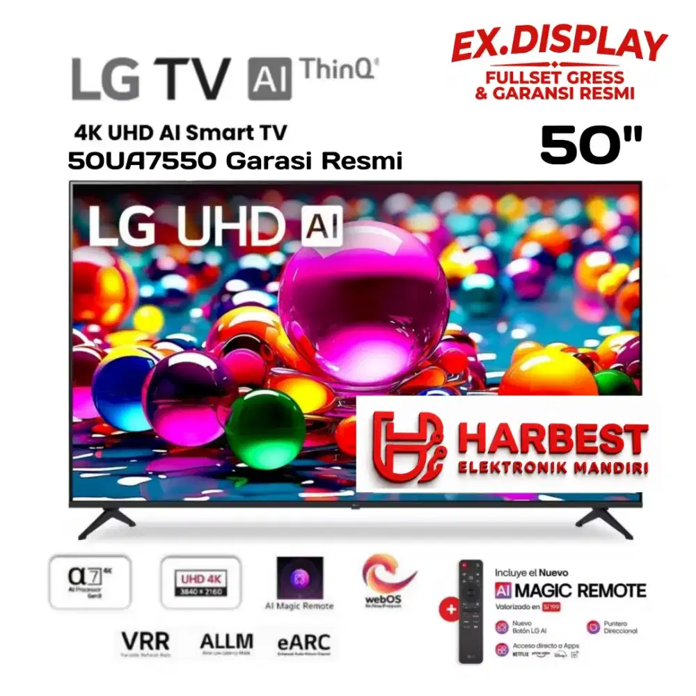 LG UHD AI 4K Smart TV 50 ThinQ AI 50UA7550 Magic Remote HDR10 PRO