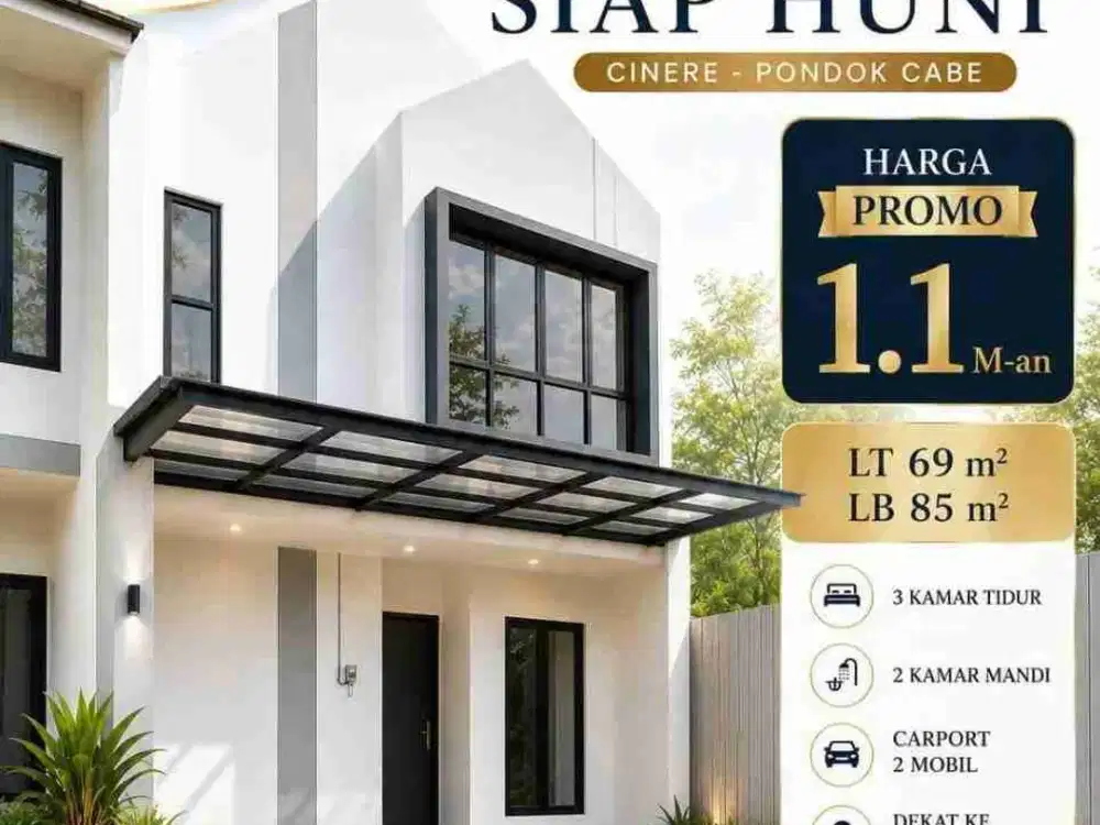 Jual Rumah Baru Siap Huni Cluster di Pondok Cabe Pamulang Tangerang Selatan Tangsel