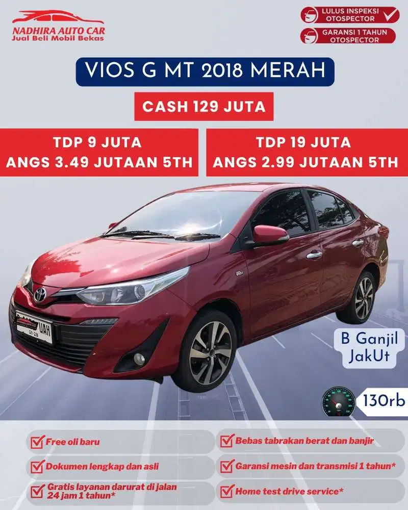 Angsuran 2 Jutaan Vios G MT 2018 Merah