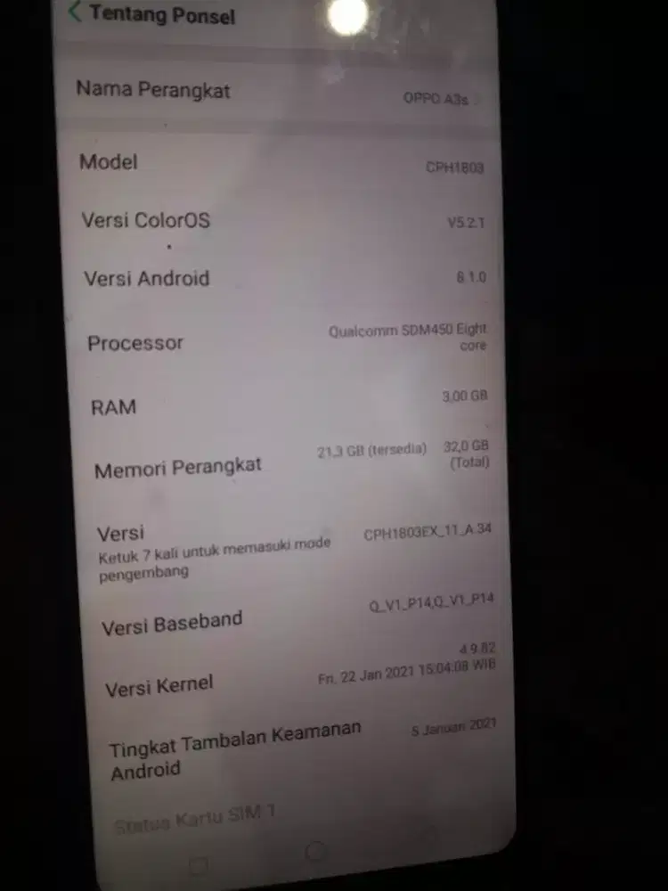 Oppo A3s Ram 3/32gb