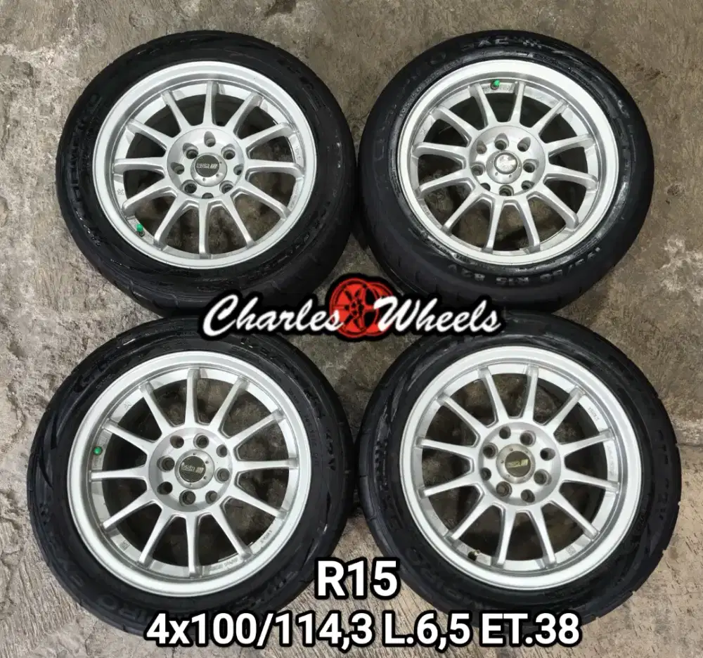 Jual velg + ban ssr type f r15 4x100 4x114,3 avanza brio dll