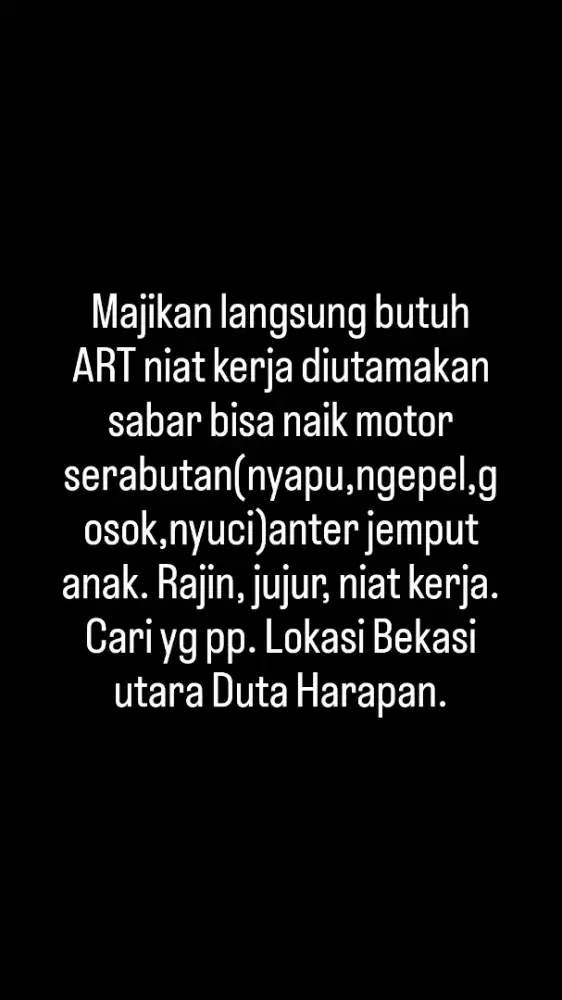Lowongan kerja ART