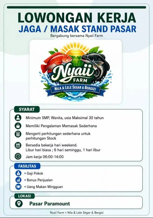Lowongan Jaga Stand Makanan di Pasar Paramount Gading Serpong