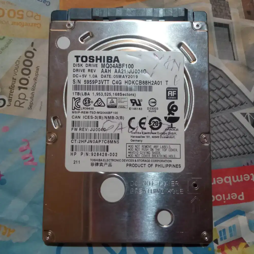 HDD Laptop Slim Toshiba 1TB SATA3 Joss 100%