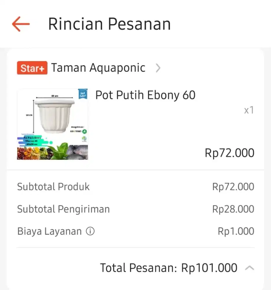 Pot putih besar berlekuk Ebony 60