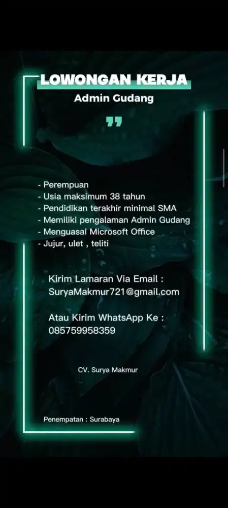 Posisi Admin Gudang