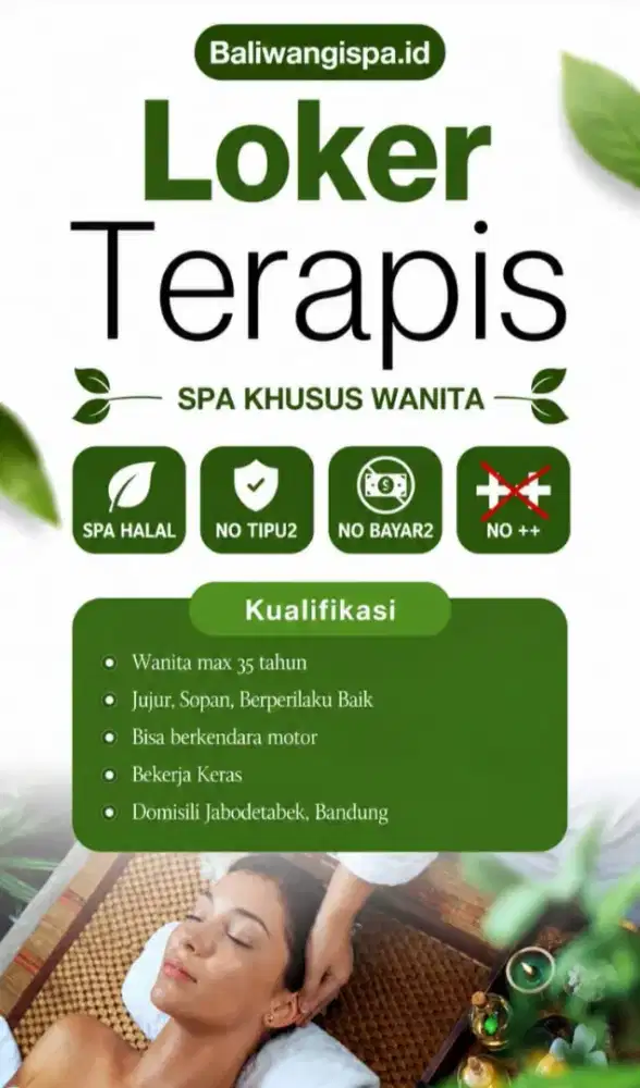 [LOKER] Terapis Spa HALAL di Pondok Aren, Bintaro, Ciputat