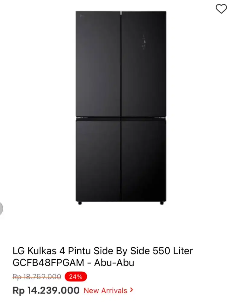 KULKAS LG 4 PINTU 550LTR GCFB48FPGAM