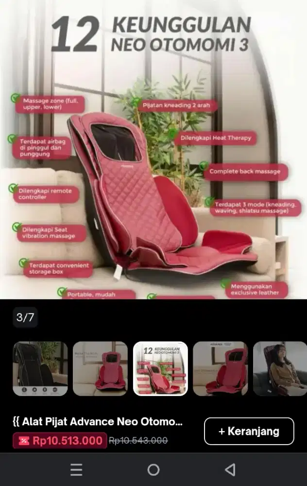Alat pijat portabel bisa pakai listrik bisa di pakai di mobil