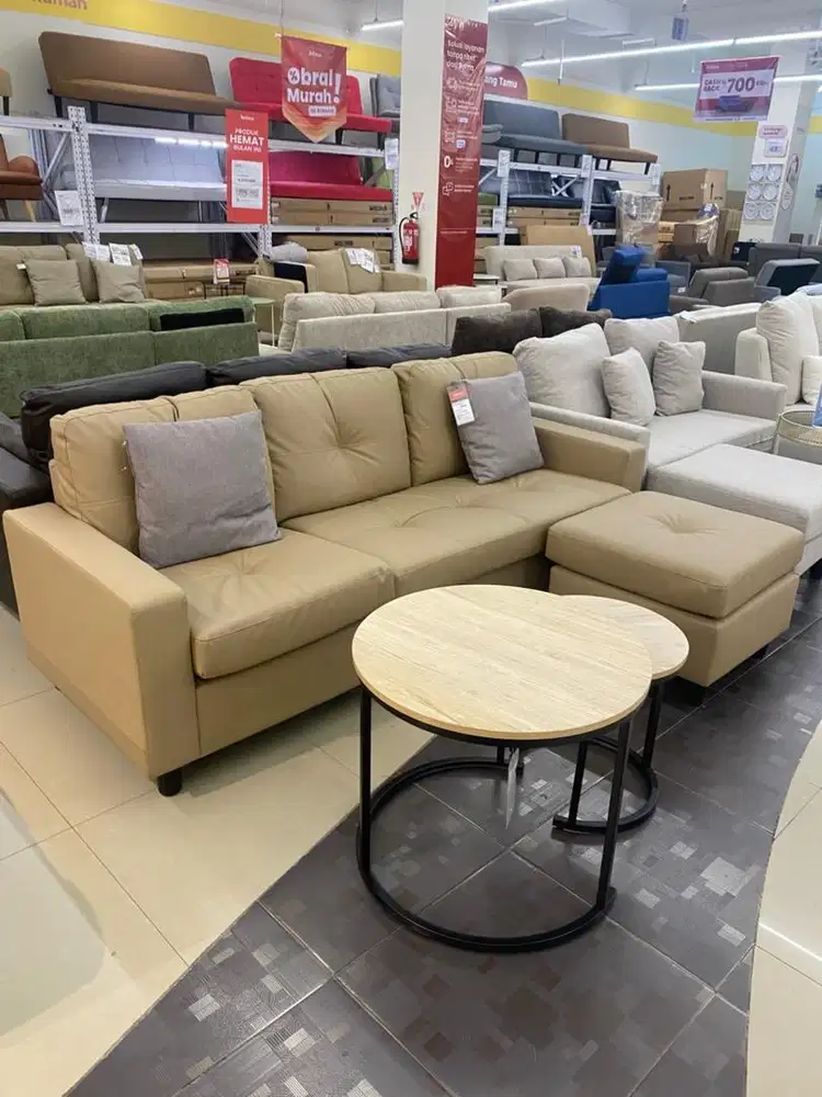 Sofa L 3 Seater Bahan Kulit