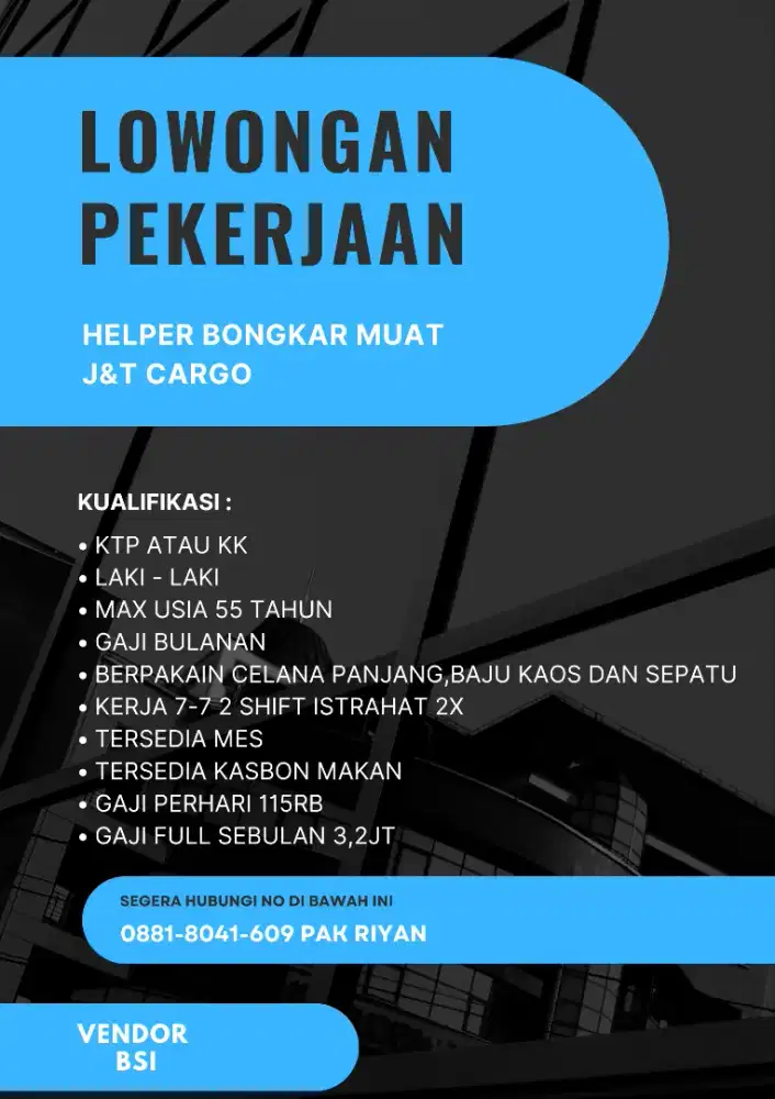 LOKER BUAT HELPER J&T CARGO