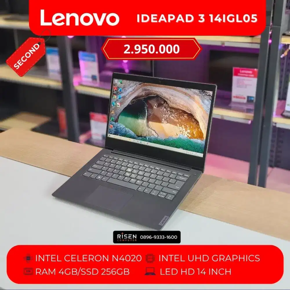 LENOVO IDEAPAD 3 14IGL05 INTEL CELERON N4020 RAM4GB SSD256GB HD 14inch