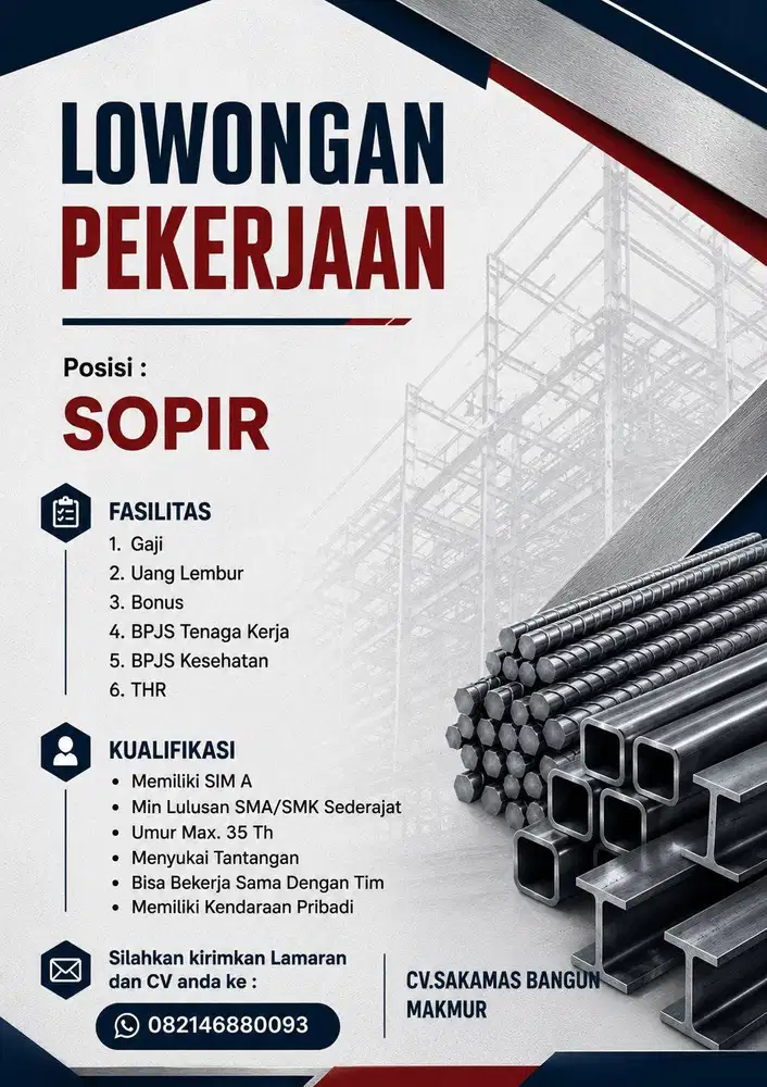 DICARI SOPIR TOKO BESI