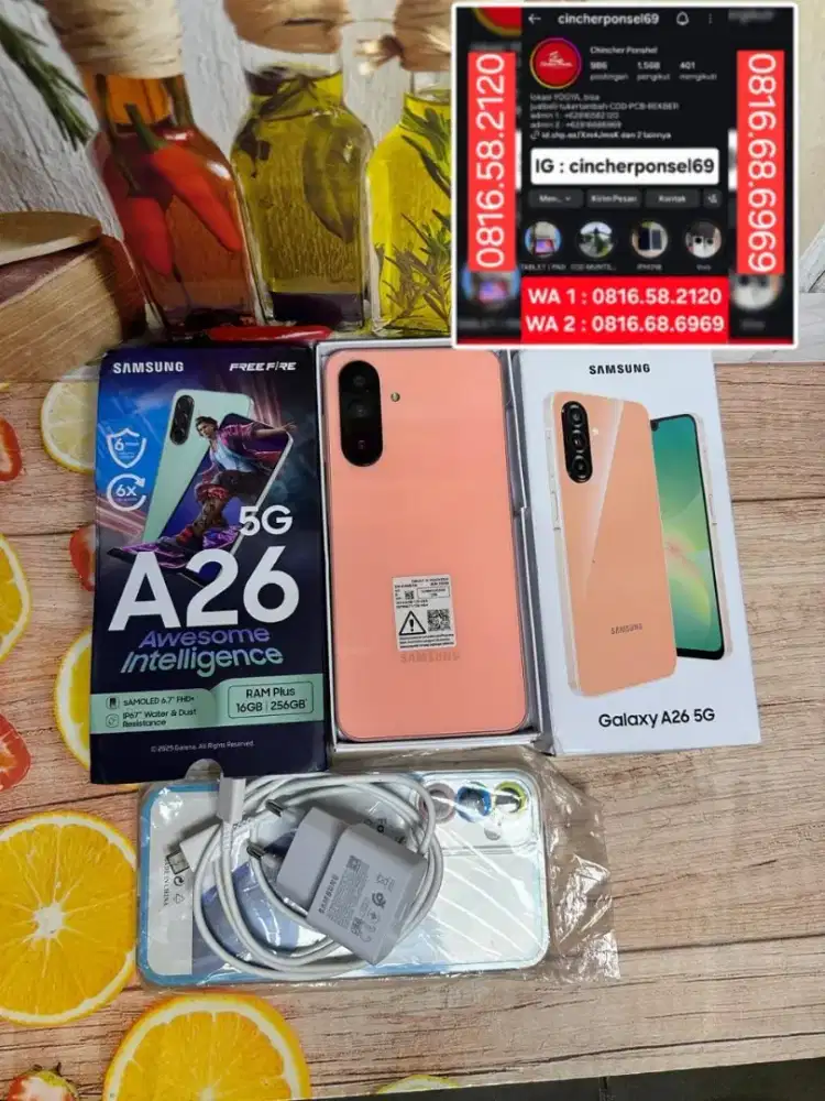 Jual hp likenew samsung A26 5g 8/256 istimewa grns 04 27 free ADAPTOR