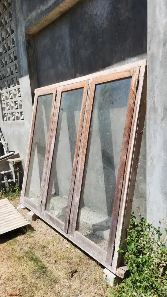 Kusen + Jendela Kayu Jati Super set komplit 2 m x 1,8 m