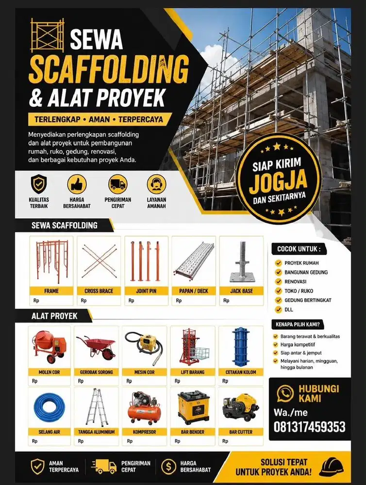Sewa dan jual scaffolding / alat proyek