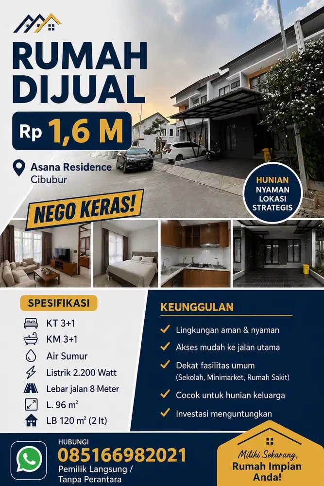 Jual Rumah Nyaman di Asana Residence Cibubur