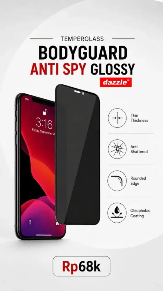 Temperglass Bodyguard Anti Spy Glossy