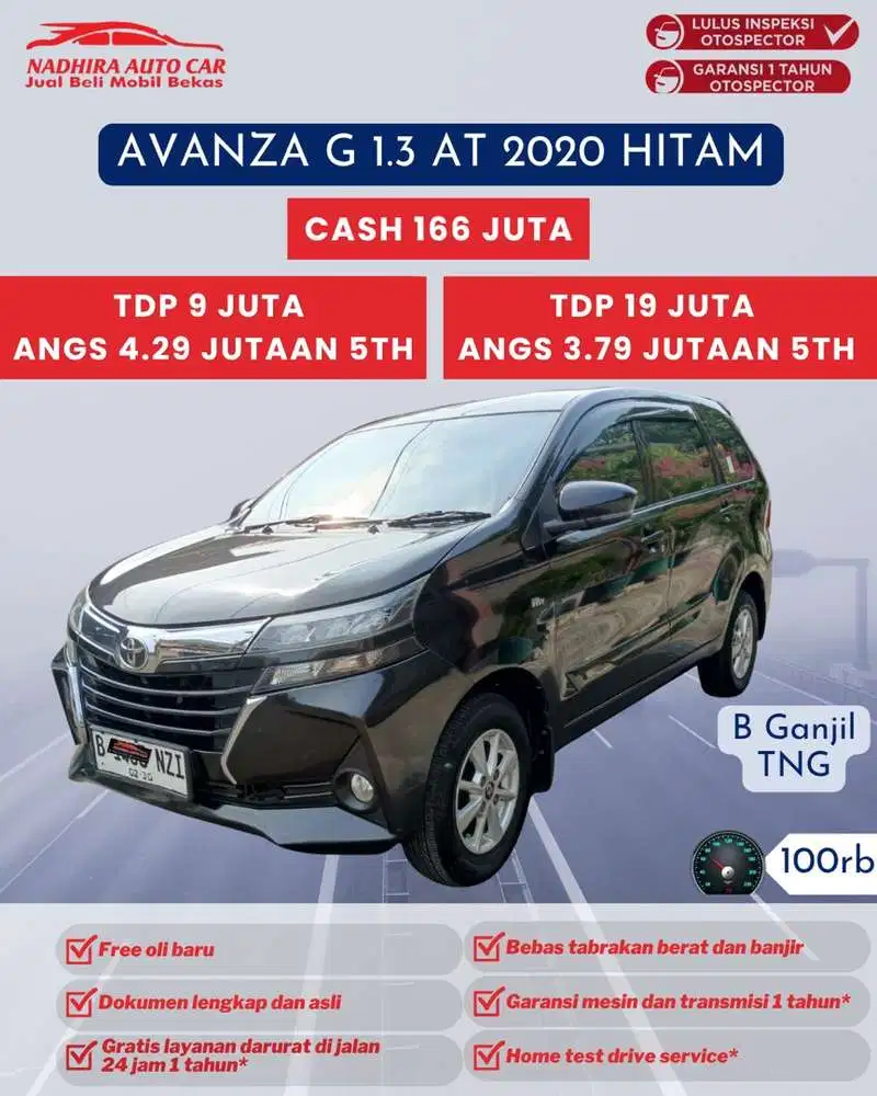 Angsuran 3 Jutaan Avanza G 1.3 AT 2020 Hitam