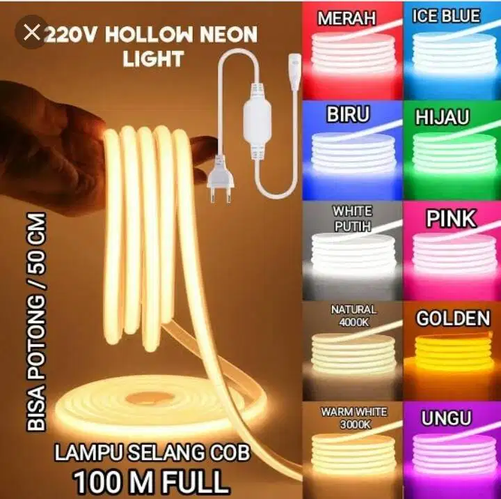 Led srip selang cob 220v ac warmwite