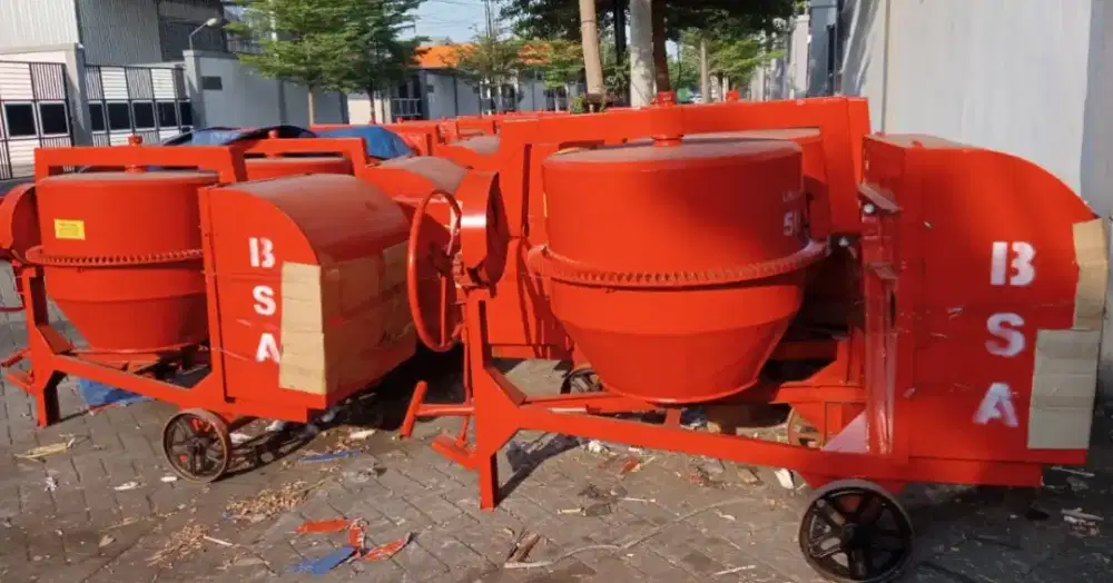 Molen beton cor 50kg komplit diesel 8pk siap pakai