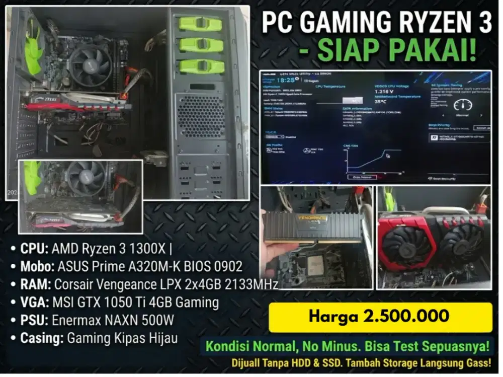 PC Gaming Ryzen 3 1300X GTX 1050 Ti 8GB