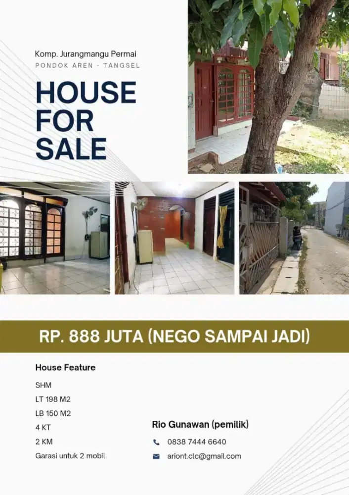 Dijual tanah gratis rumah di kompleks jurang Mangu permai