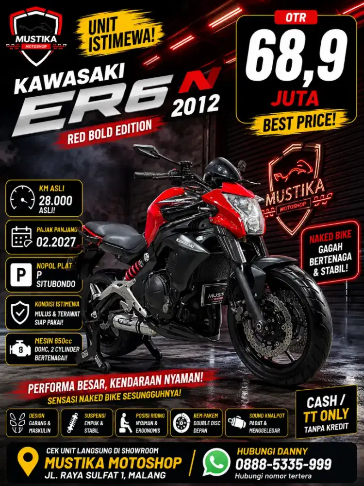 Kawasaki ER6 N 2012. Km 28rb. DANNY Mustika Sulfat