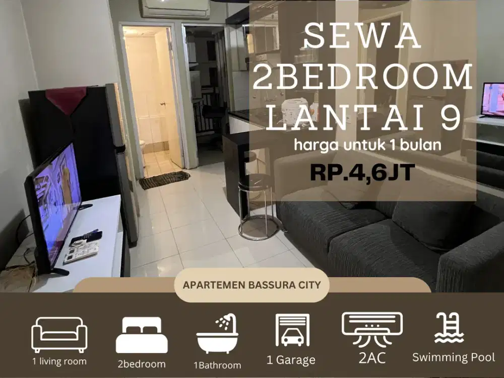 sewa 2kamar full furnis bulanan dekat mall apartemen bassura city