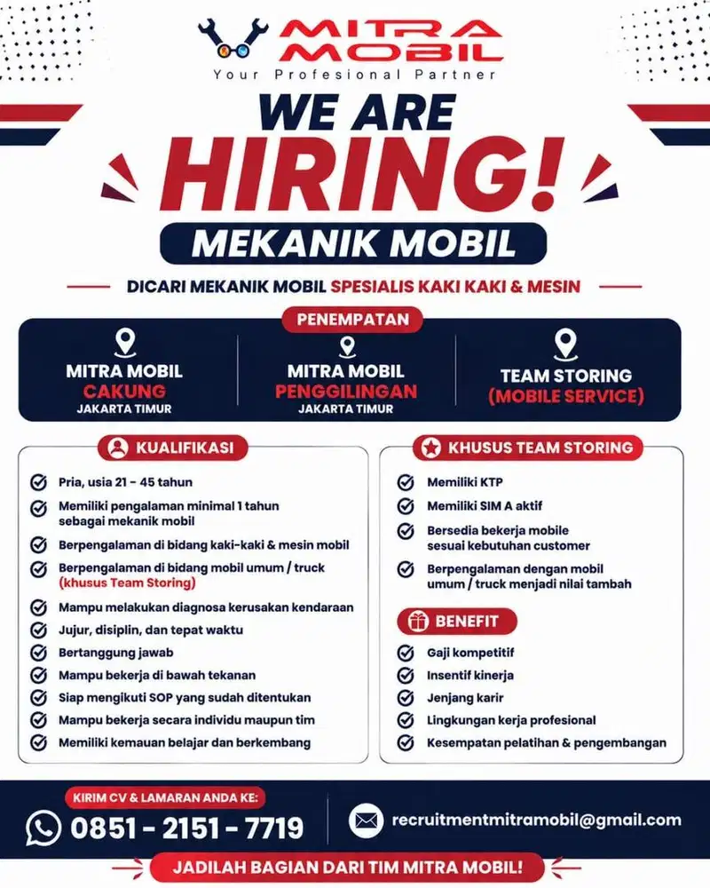 LOWONGAN MEKANIK MOBIL