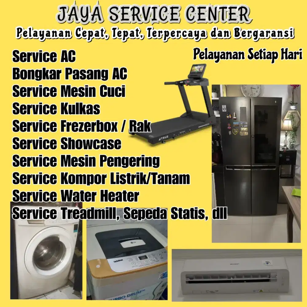 Service AC Kulkas Frezer Bongkar Pasang AC Servis Mesin Cuci Treadmill