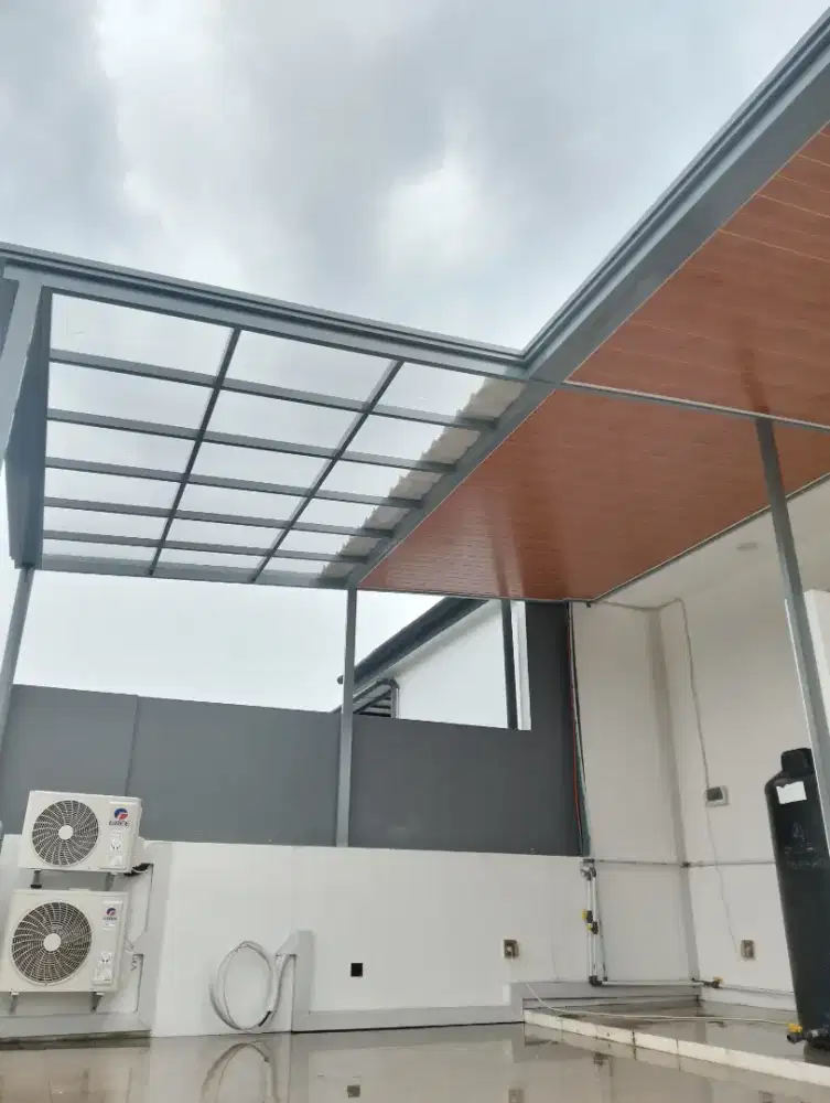 Kanopi atap alderon single layer,kombinasi+plafon pvc
