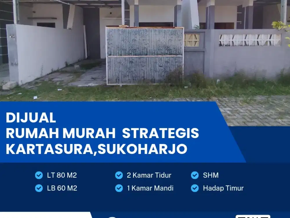 Dijual Rumah Murah Siap Pakai Lokasi Strategis Baki, Sukoharjo Luas 80m2 BU!!