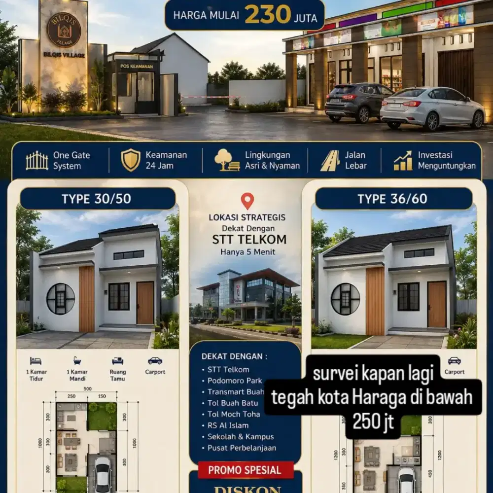 230 JT bisa dapet rumah samping STT telkom