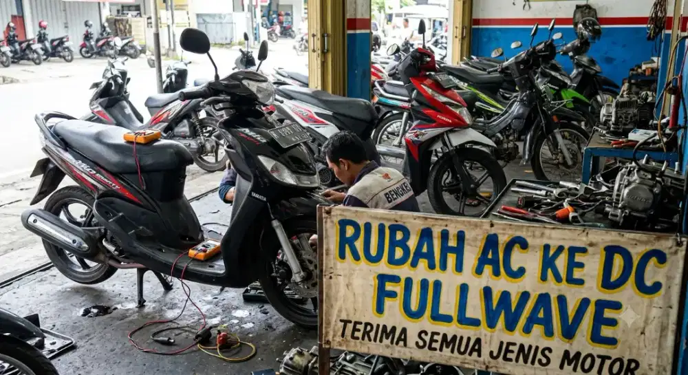 Rubah AC ke DC motor.