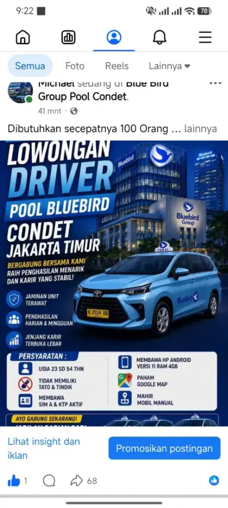 lowongan kerja driver taxi