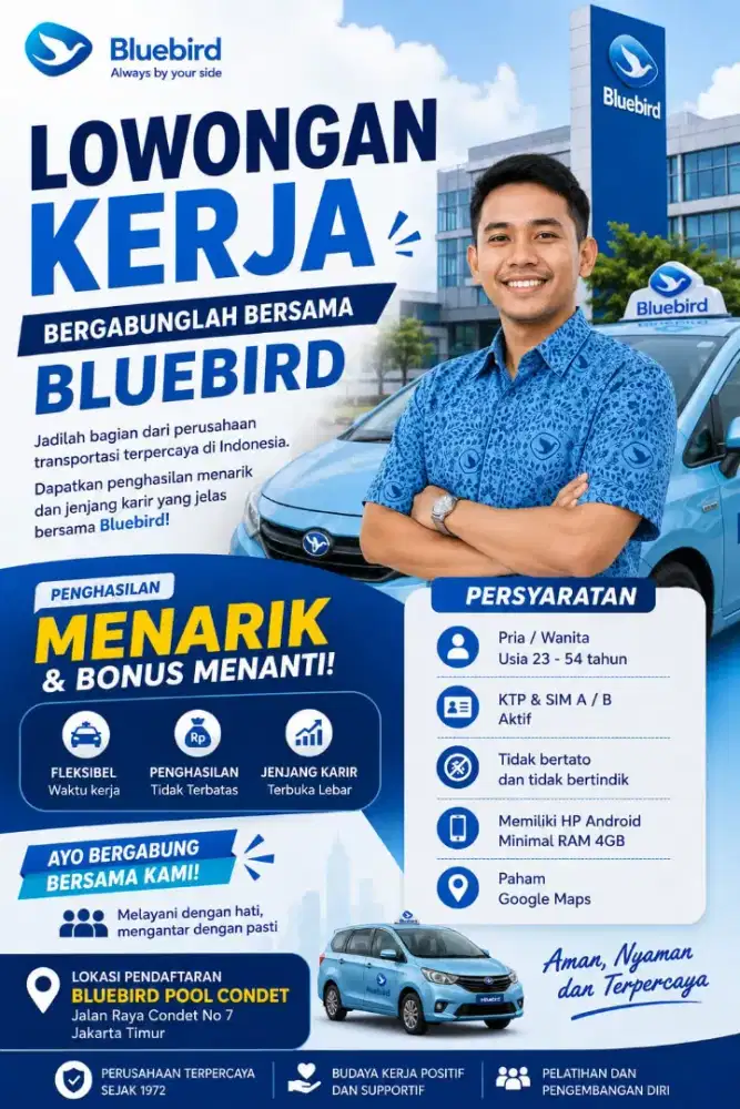 Lowongan Kerja Driver Bluebird Pool Condet
