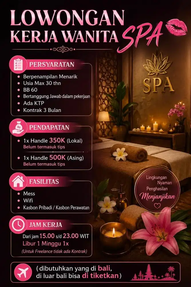 LOWONGAN KERJA WANITA SPA