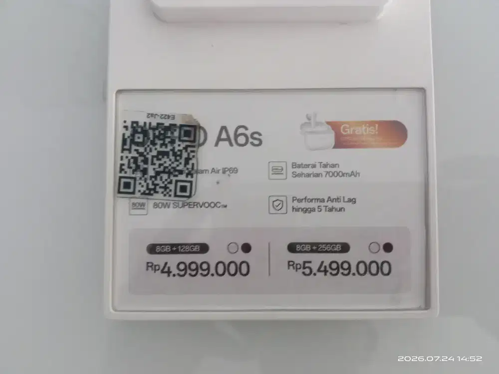 Oppo a6s tersedia ram 8/128gb atau 8/256gb
