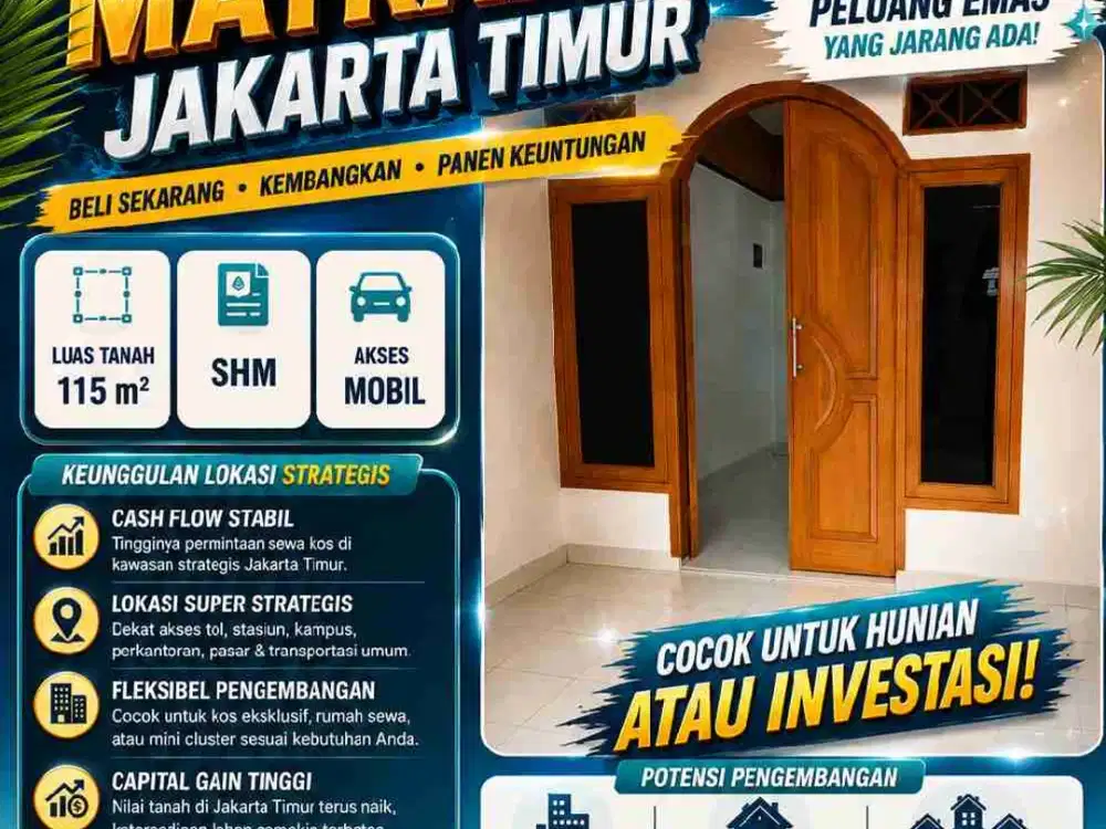 Jual Rumah di Matraman Utan Kayu Dekat Kayumanis Jakarta Timur, SHM, Akses Mobil, Strategis, Murah, Nego