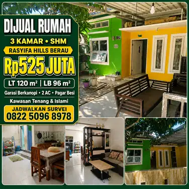 DIJUAL RUMAH SHM 3 KAMAR DI RASYIFA HILLS BERAU