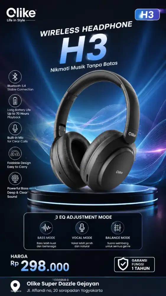 Headphone bluetooth Olike H3