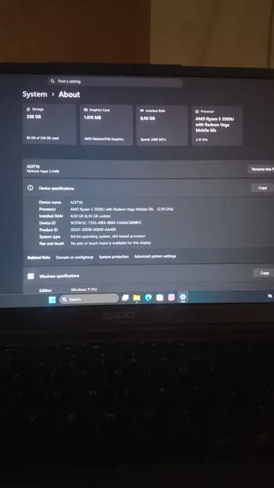 Axioo Hype 5 RAM 8GB SSD 256GB – Mulus, Siap Pakai