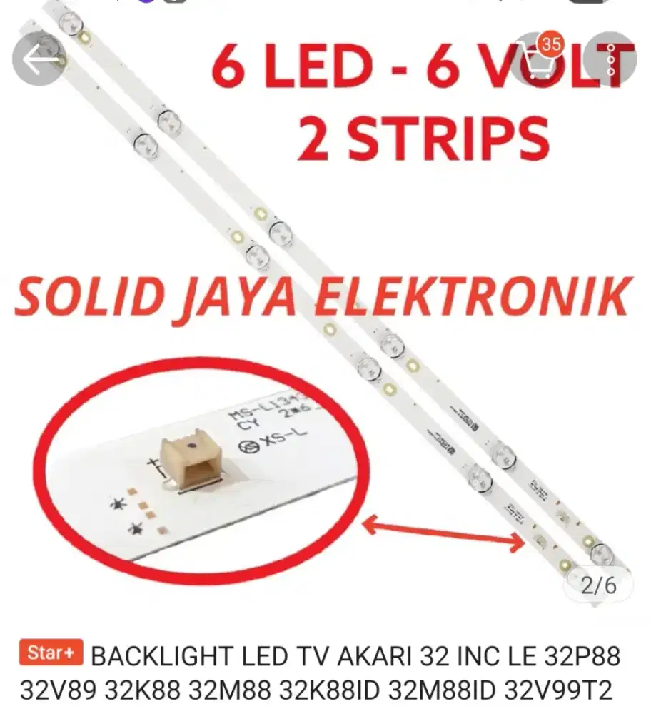 Jual lampu tv led slah tipe