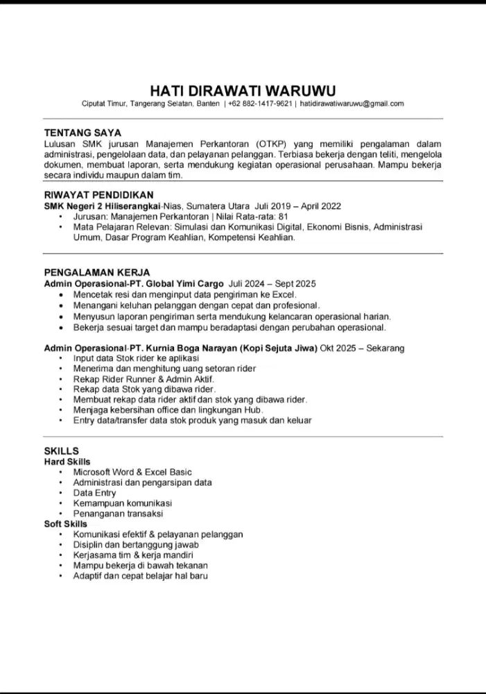 INFO LOKER BAGIAN ADMIN