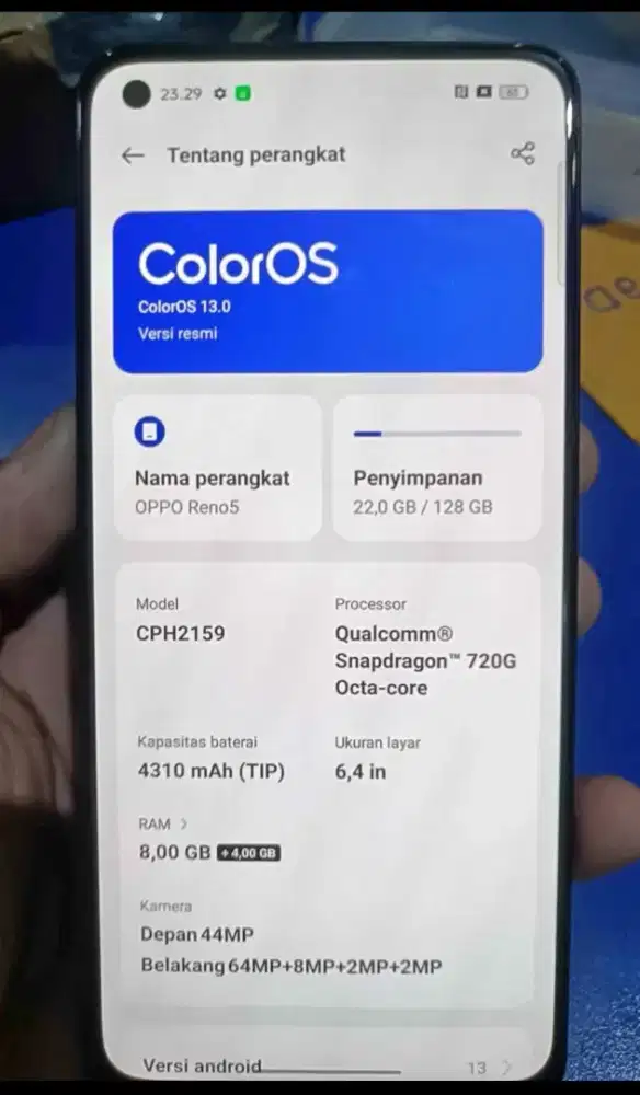 Oppo reno 5 ram 8/128gb super mulus lengkap fullset