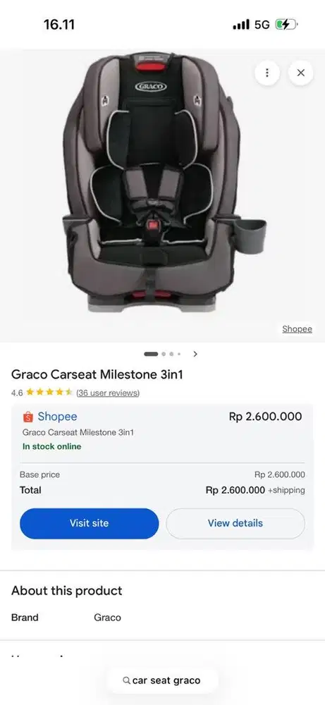 Jual Car Seat Second like new.