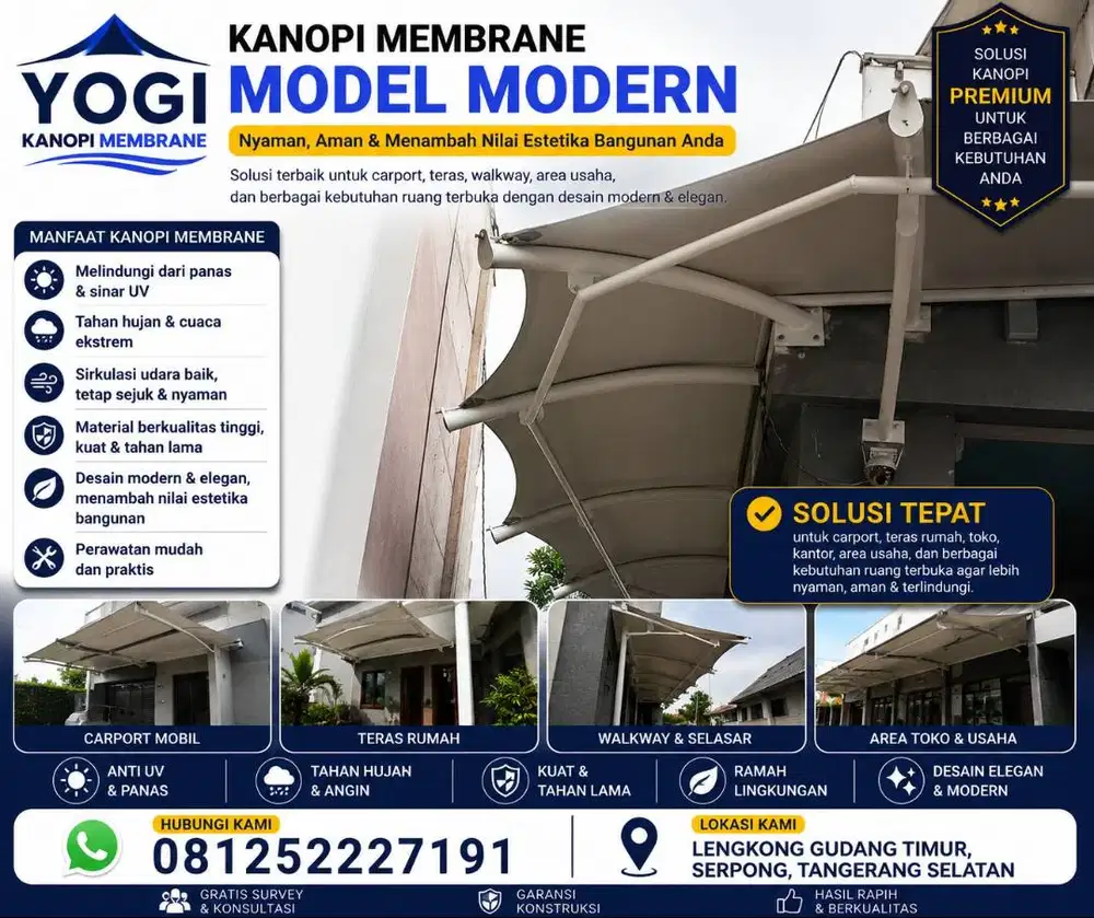 Kanopi Membrane Custom Untuk Teras Minimalis