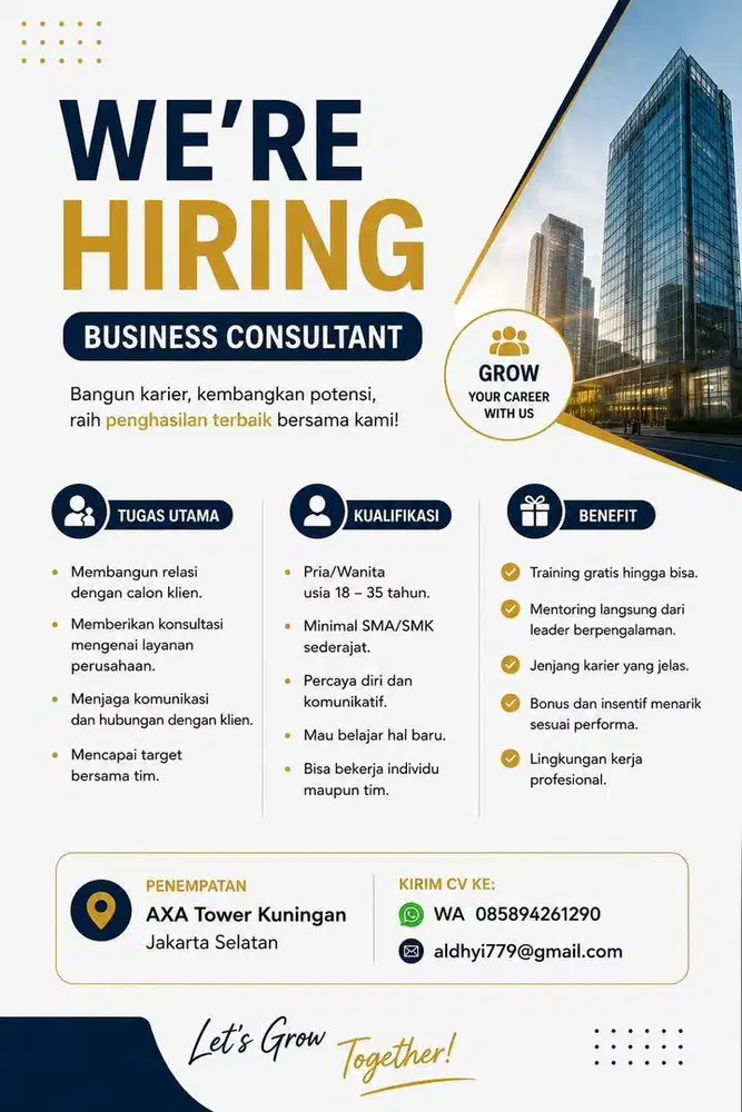 Lowongan pekerjan bisnis consultan