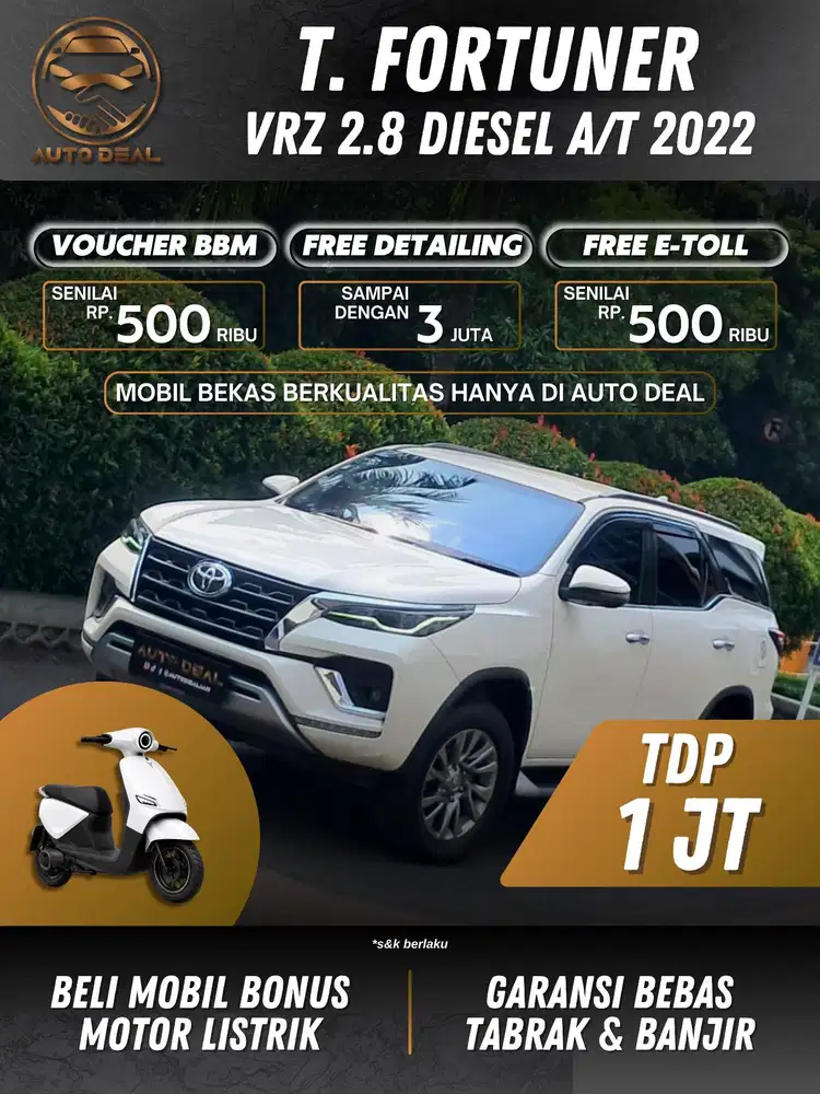 (Bonus Motor Listrik) Toyota Fortuner VRZ 2.8 A/T 2022 SUPER MULUS
